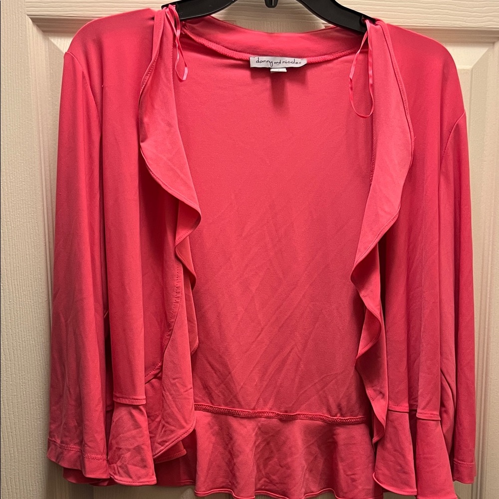 Danny & Nicole Pink Ruffle Blouse